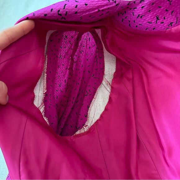 VINTAGE Louis Feraud 2pc Suit Set Pink Peplum Jacket Skirt Sz 6 Statement - Picture 9 of 15